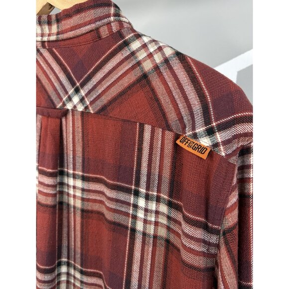 Off The Grid Destroyer Flannel Shirt Men’s XL Red Black Plaid Long Sleeve - Picture 5 of 15